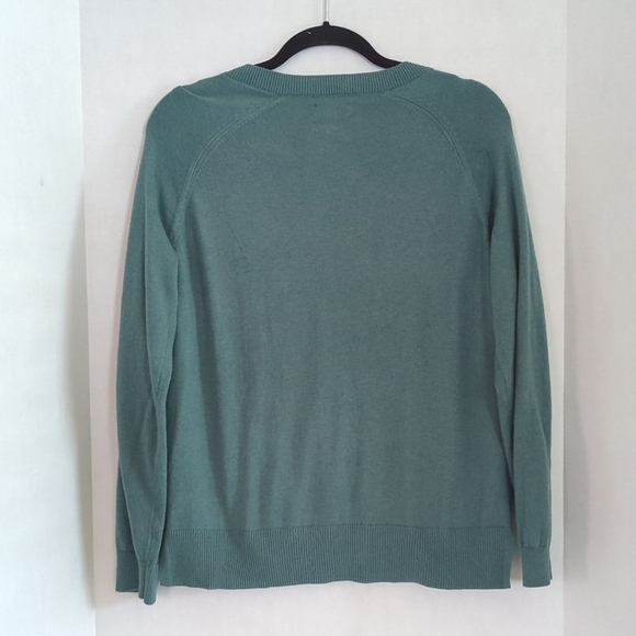 Lucky Brand Teal Green V Neck Long Sleeve Pullover Sweater Size S - Picture 2 of 9